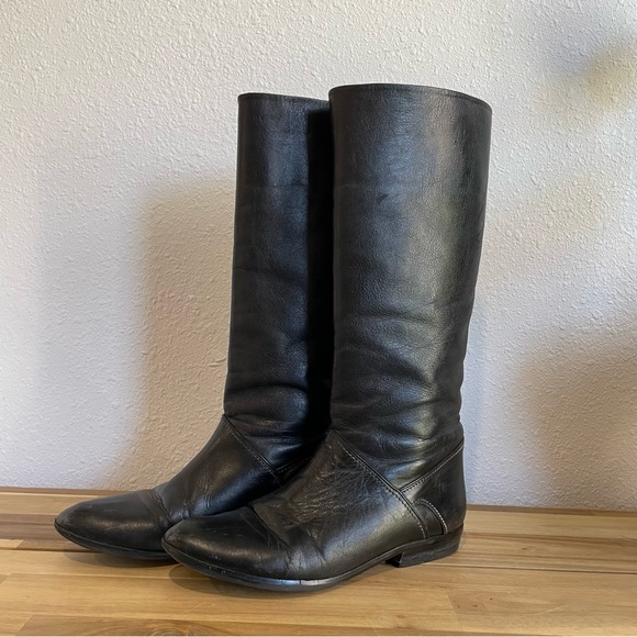 HANA MACKLER Leather Black Boots Size 7 AAA Made in Italy - Picture 2 of 11